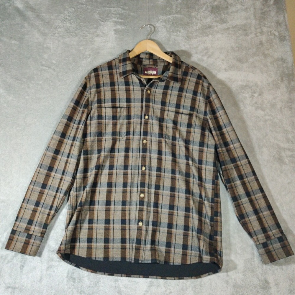 Alesbury Shirt Mens Large Plaid Flannel  Button Up Thick Heavy Gorpcore Outdoors